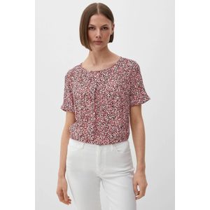 s.Oliver BLACK LABEL top met all over print en plooien roze