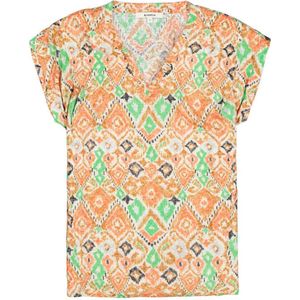 Garcia T-shirt met all over print oranje/ groen