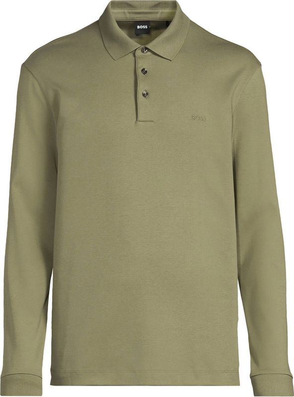 Boss - Poloshirt - Groen - 100% Katoen - Lange Mouwen - 3-Knoopssluiting