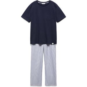 Mango Kids gestreepte pyjama donkerblauw/blauw