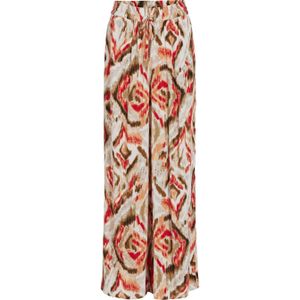 VILA loose fit broek met all over print oranje/ecru