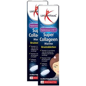Lucovitaal Collageen Super Marine Bruistabl -aardbei rabarber -Duopack
