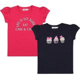 Dirkje t-shirt - set van 2 - donkerblauw/roze