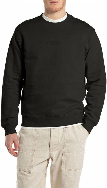REPLAY - Sweat-shirt - Zwart - Regular Fit