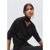 MANGO TEEN gebreide trui zwart met pailletten