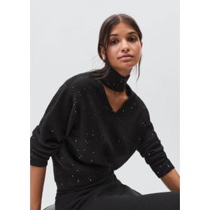 MANGO TEEN gebreide trui zwart met pailletten
