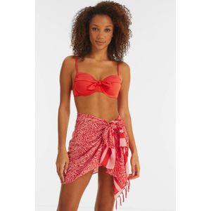 BEACHWAVE pareo met kwastjes roze/rood