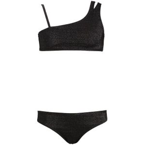 BEACHWAVE one shoulder bikini met lurex zwart