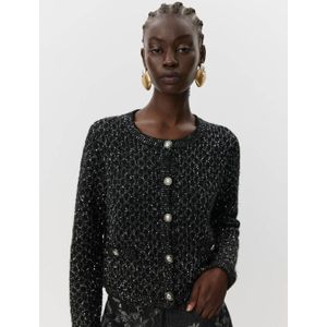 Sofie Schnoor - Carnetsw - Cardigan - Zwart - Knoopsluiting met Zilveren Knopen