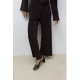 AWARE wide leg high waist casual broek donkerbruin