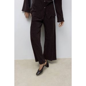 AWARE wide leg high waist casual broek donkerbruin