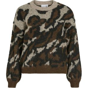 Vila - Viloma O-neck Jacquard Knit Top - Melange/pinecone - Dames