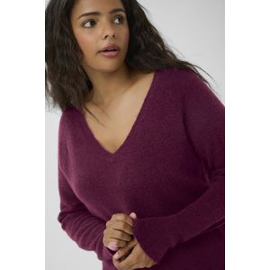 Kaffe Curve pullover met wol donkerrood