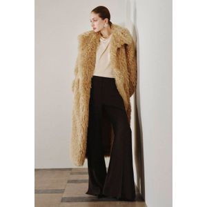 Mango regular waist flared broek donkerbruin