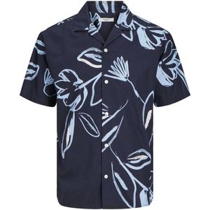 JACK & JONES PLUS SIZE overhemd JPRBLAPALMA Plus Size met all over print donkerblauw