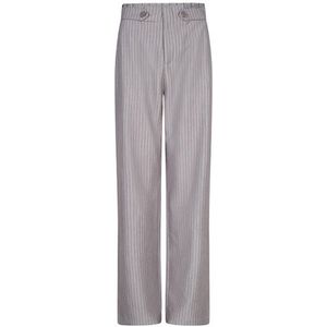 Lofty Manner high waist straight fit broek met krijtstreep grijs