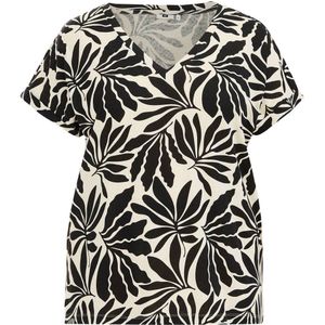 WE Fashion Curve top met all over print black dessin