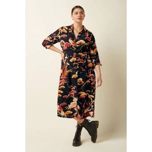 King Louie - Olive Dress Neve - Blousejurk - Zwart - Lange Mouwen - Bloemenprint