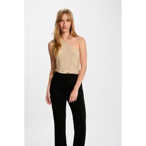 Morgan one shoulder top met pailletten champagne