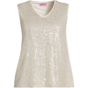Curviss mouwloze top zilver met pailletten