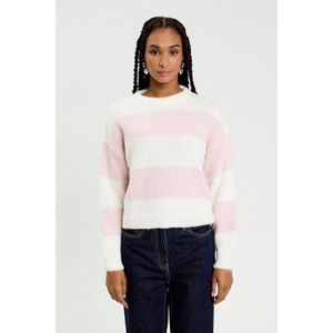 Cache Cache gestreepte pullover ecru/ lichtroze