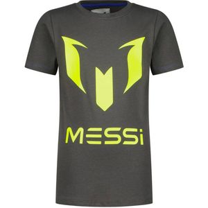 Vingino x Messi T-shirt met logo antraciet/neongeel
