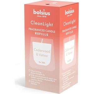 Bolsius Clean Light Geurnavulling 20u Cedarwood & Vetiver doosje a 2 stuks