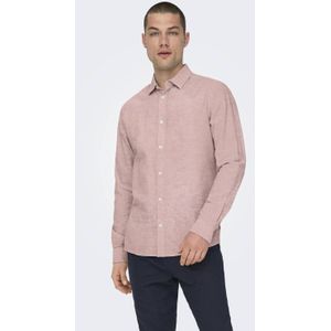 ONLY & SONS linnen casual overhemd oudroze