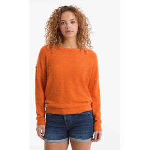 Anytime - Gebreide Trui - Oranje - Boothals - Lange Mouwen