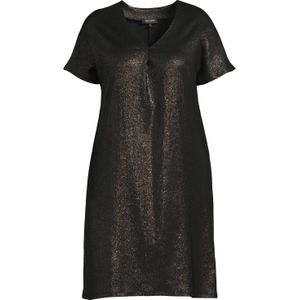 GREAT LOOKS crinkle jurk met glitters zwart/goud