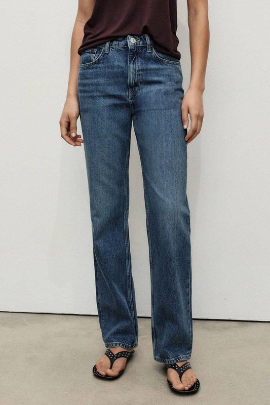 Mango straight leg jeans dark blue denim