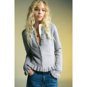 Mango gebreid vest met wol lichtgrijs