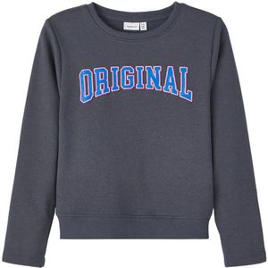 NAME IT KIDS sweater NKFOCALIA met tekst donkerblauw
