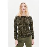 Caroll sweater met panterprint groen