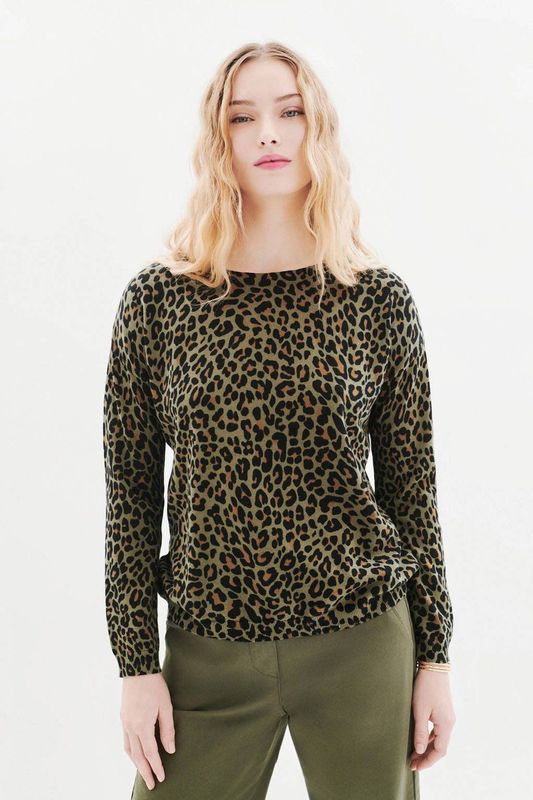 Caroll sweater met panterprint groen