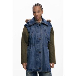 Desigual - Parka - Denim - Met Imitatiebont - Afneembare Capuchon - Regular Fit