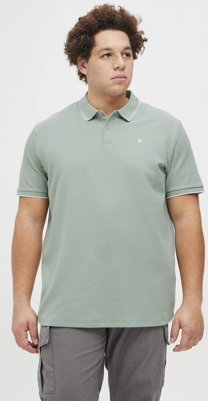JACK & JONES PLUS SIZE regular polo met ingebreid patroon lichtgroen