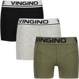 Vingino boxershort - set van 3 grijs melange/army/zwart