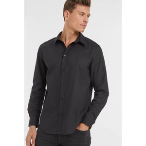 Anytime regular fit poplin overhemd zwart