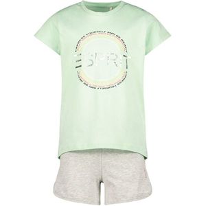 ESPRIT T-shirt + short lichtgroen/lichtgrijs melange