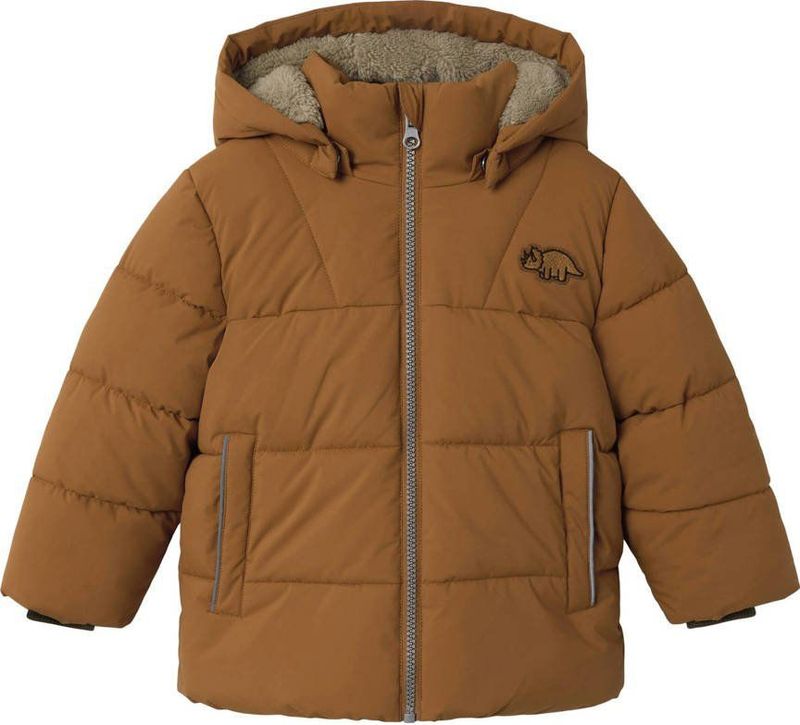 NAME IT MINI - Gewatteerde Jas - Bruin - Met Capuchon - Winterjassen