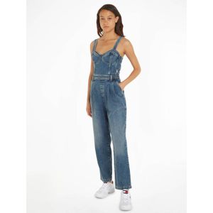 Tommy Jeans high waist straight fit tuinbroek medium blue denim