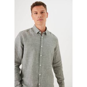 Garcia gemêleerd regular fit overhemd sage green