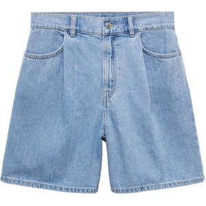 Mango straight fit denim short medium blue denim