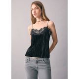 MANGO TEEN fluwelen spaghettitop zwart