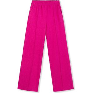 Refined Department high waist wide leg pantalon Rita met ingebreid patroon en textuur fuchsia