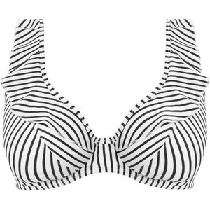 Freya niet-voorgevormde beugel bikinitop met ruches Jewel Cove zwart/wit