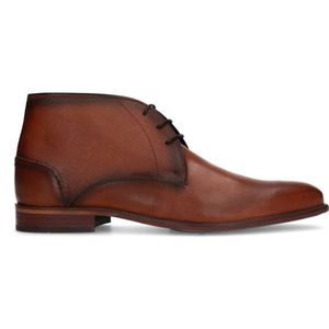 Manfield Leren Veterschoenen Cognac