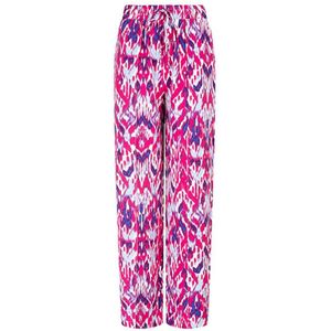 Lofty Manner high waist wide leg pantalon Maggie met all over print fuchsia/blauw/ecru