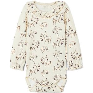 LIL' ATELIER BABY NBFGAYA romper met ruches ecru/bruin/paars